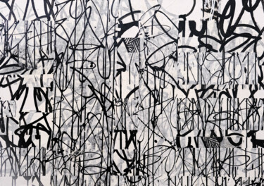 绘画 标题为“Collage de Piafs NB…” 由Paf Le Piaf, 原创艺术品, 拼贴