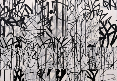 绘画 标题为“Collage de Piafs NB…” 由Paf Le Piaf, 原创艺术品, 拼贴
