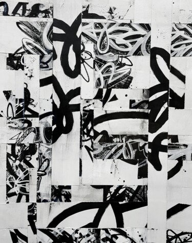 「Collage de Piafs NB…」というタイトルの絵画 Paf Le Piafによって, オリジナルのアートワーク, コラージュ