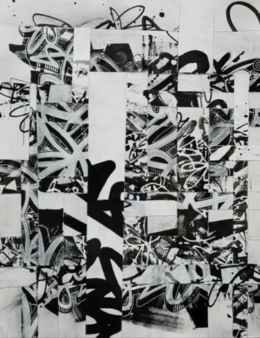 Malarstwo zatytułowany „Collage de Piafs NB…” autorstwa Paf Le Piaf, Oryginalna praca, Kolaże