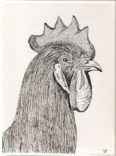 Peinture intitulée "tête de coq" par Tof, Œuvre d'art originale