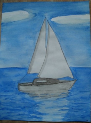 Painting titled "bateau" by Tof, Original Artwork