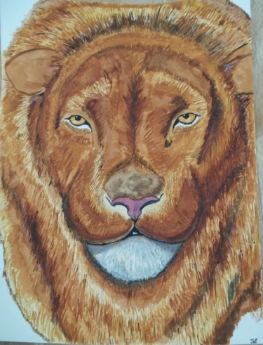 Peinture intitulée "tête de lion" par Tof, Œuvre d'art originale