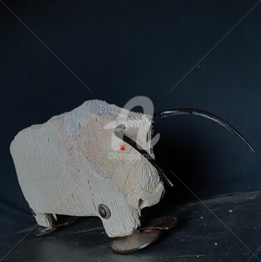 Escultura intitulada ""β corne"" por Pagès Du Pilou, Obras de arte originais, Pedra
