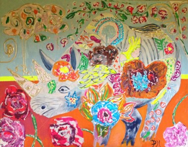 Peinture intitulée "Rinocerose" par Patricia Hertig, Œuvre d'art originale, Acrylique