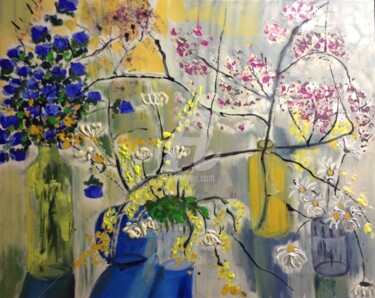 Painting titled "Le jardin Zen" by Patricia Hertig, Original Artwork, Acrylic