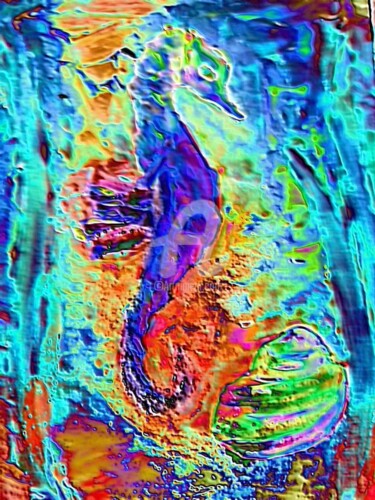 Digitale Kunst mit dem Titel "hypocampe" von Patricia Hertig, Original-Kunstwerk, Digitale Malerei