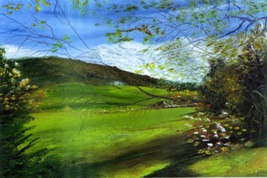Peinture intitulée "la plaine de lans e…" par Catherine Simon, Œuvre d'art originale