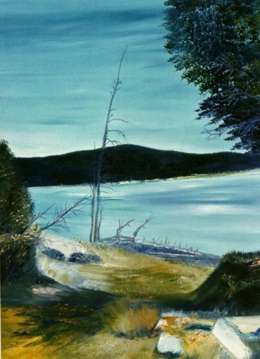 Peinture intitulée "lac des pyrénées" par Catherine Simon, Œuvre d'art originale