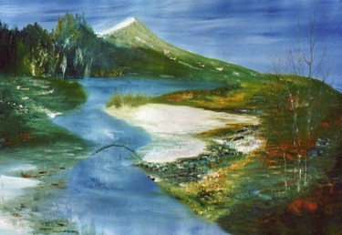 Peinture intitulée "paysage imaginaire…" par Catherine Simon, Œuvre d'art originale
