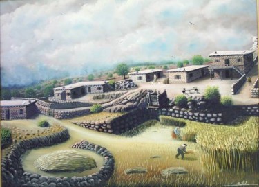 Malerei mit dem Titel "Yassıbağ Köyü 18" von Painter Poet Penman, Original-Kunstwerk, Öl
