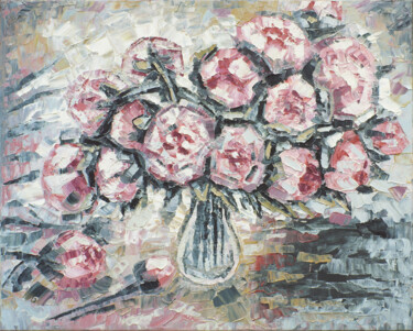 Картина под названием "Bouquet2" - Liby Nathan, Подлинное произведение искусства, Масло Установлен на Деревянная рама для но…