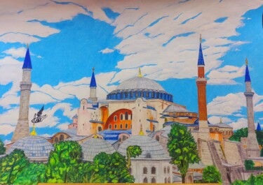 Painting titled "Aya Sofia" by Noor M.A, Original Artwork, Pencil