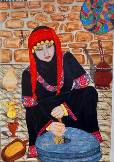 Картина под названием "A Lady" - Noor M.A, Подлинное произведение искусства, Пастель