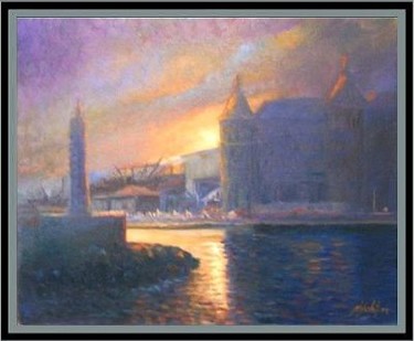 Painting titled "HAYDARPAŞA'DA GÜN B…" by Nihat Yavas, Original Artwork, Oil