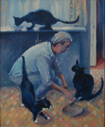 Painting titled "LATIMER'S CATS" by Ian Forbes, Original Artwork, Oil