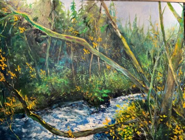 Painting titled "View from my studio…" by Lee Andres Christiansen, Original Artwork, Oil Mounted on Wood Stretcher frame
