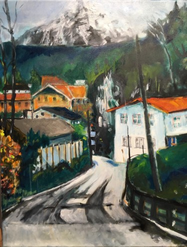 Painting titled "Into Berchtesgaden" by Lee Andres Christiansen, Original Artwork, Oil