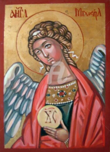 Painting titled "Archangel Michael" by Filip Mihail, Original Artwork, Other