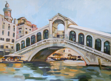 Painting titled "Ponte Rialto" by Filip Mihail, Original Artwork, Acrylic