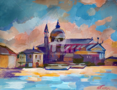 Painting titled "San Giorgio Basilica" by Filip Mihail, Original Artwork, Acrylic