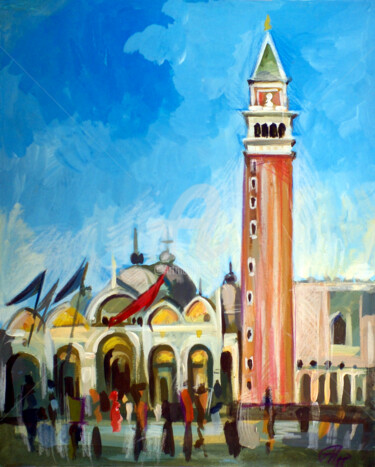Painting titled "Piazza San Marco" by Filip Mihail, Original Artwork, Acrylic