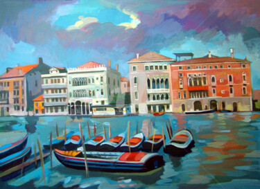 Painting titled "Canal Grande" by Filip Mihail, Original Artwork, Acrylic