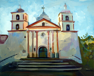 Painting titled "Santa Barbara Missi…" by Filip Mihail, Original Artwork, Acrylic