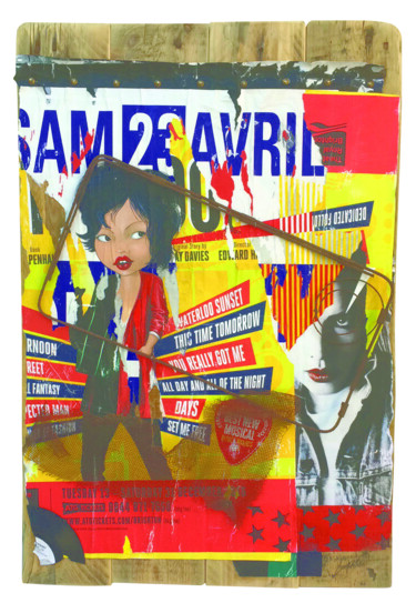 Schilderij getiteld "Kim Wilde" door Paintings By Lore, Origineel Kunstwerk, Collages