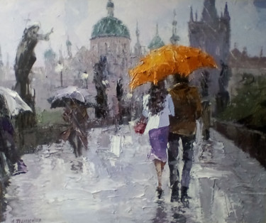 Schilderij getiteld "Charles Bridge, Pra…" door Paintings By Various Artists From Ukraine, Origineel Kunstwerk, Olie