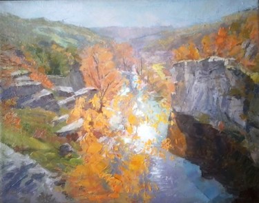 Painting titled "River Canyon" by Paintings By Various Artists From Ukraine, Original Artwork, Oil