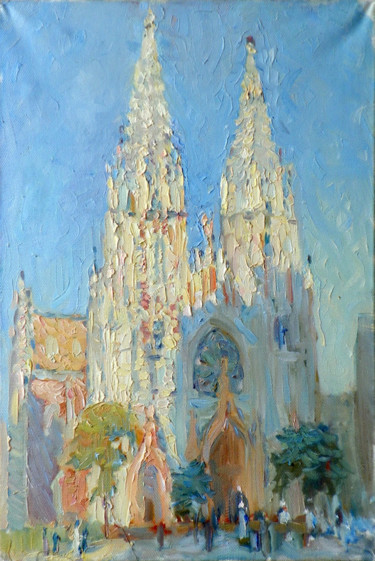Painting titled "St Nicholas Church.…" by Paintings By Various Artists From Ukraine, Original Artwork, Oil