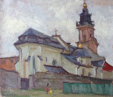 Painting titled "Fortress in Kamenet…" by Paintings By Various Artists From Ukraine, Original Artwork, Oil