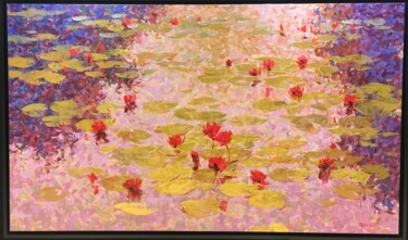 Malarstwo zatytułowany „Lillies” autorstwa Pajonyut Puvijarn, Oryginalna praca, Akryl