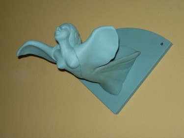 Sculpture intitulée "l'ange bleu" par Pakau, Œuvre d'art originale