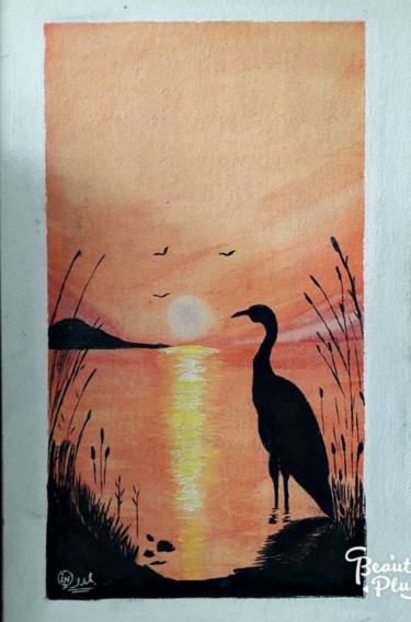 Painting titled "sunset duck" by Nadir Janwary, Original Artwork