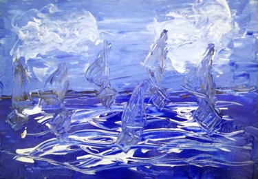 Ζωγραφική με τίτλο "Sea blue" από Pakokante, Αυθεντικά έργα τέχνης, Ακρυλικό