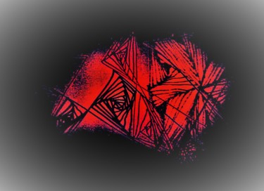 Digital Arts με τίτλο "Red lines in black…" από Pakokante, Αυθεντικά έργα τέχνης, Άλλος