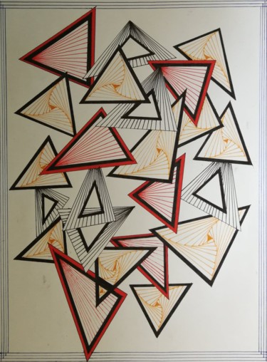 Dessin intitulée "Triangles" par Pakokante, Œuvre d'art originale, Art de la table