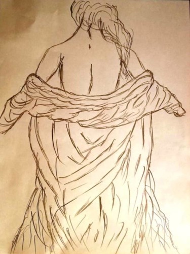 Dessin intitulée "Back F" par Pakokante, Œuvre d'art originale, Crayon