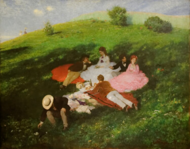Pittura intitolato "Picnic en mai" da Pál Szinyei Merse, Opera d'arte originale, Olio