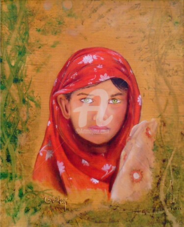 Peinture intitulée "Glance jeune-fille…" par Pal, Œuvre d'art originale