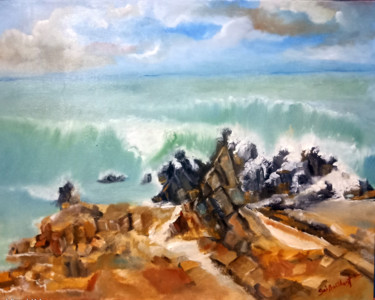 Painting titled "Waves" by Prashanth Paladugu, Original Artwork, Oil