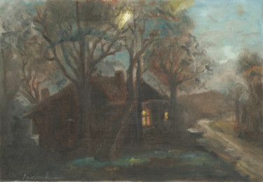 Malerei mit dem Titel "Moon Night" von Prashanth Paladugu, Original-Kunstwerk, Öl