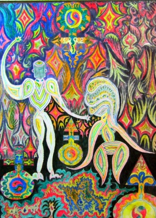 Картина под названием "Он и Она бредущие в…" - Виктор Юрьевич Паламарчук, Подлинное произведение искусства