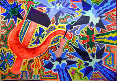 Картина под названием "Ликующий серп и мол…" - Виктор Юрьевич Паламарчук, Подлинное произведение искусства, Масло