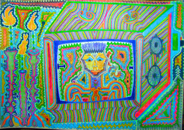 Картина под названием "Телевидение при све…" - Виктор Юрьевич Паламарчук, Подлинное произведение искусства, Масло