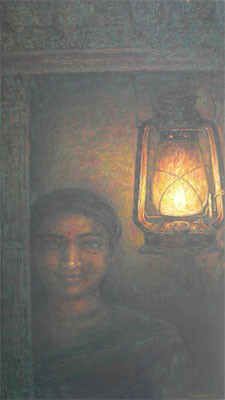 Painting titled "Lamp" by Palinivel, Original Artwork