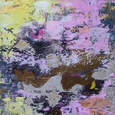 «The YELLOW BIRD» gold pink multilayered abstract wall art Painting titled "«The YELLOW BIRD» g…" by Palirina, Original Art, Acrylic Mounted on Stretcher frame