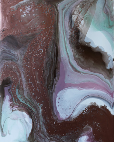 Картина под названием "«Copper FLOW” abstr…" - Palirina, Подлинное произведение искусства, Акрил Установлен на Деревянная ра…